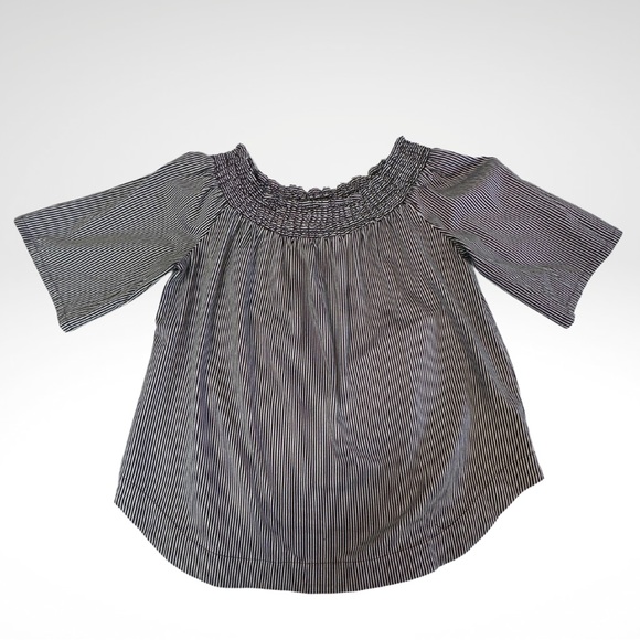 7th Avenue New York Design Studio off the Shoulder Neckline Vertical Striped Top - Picture 6 of 17